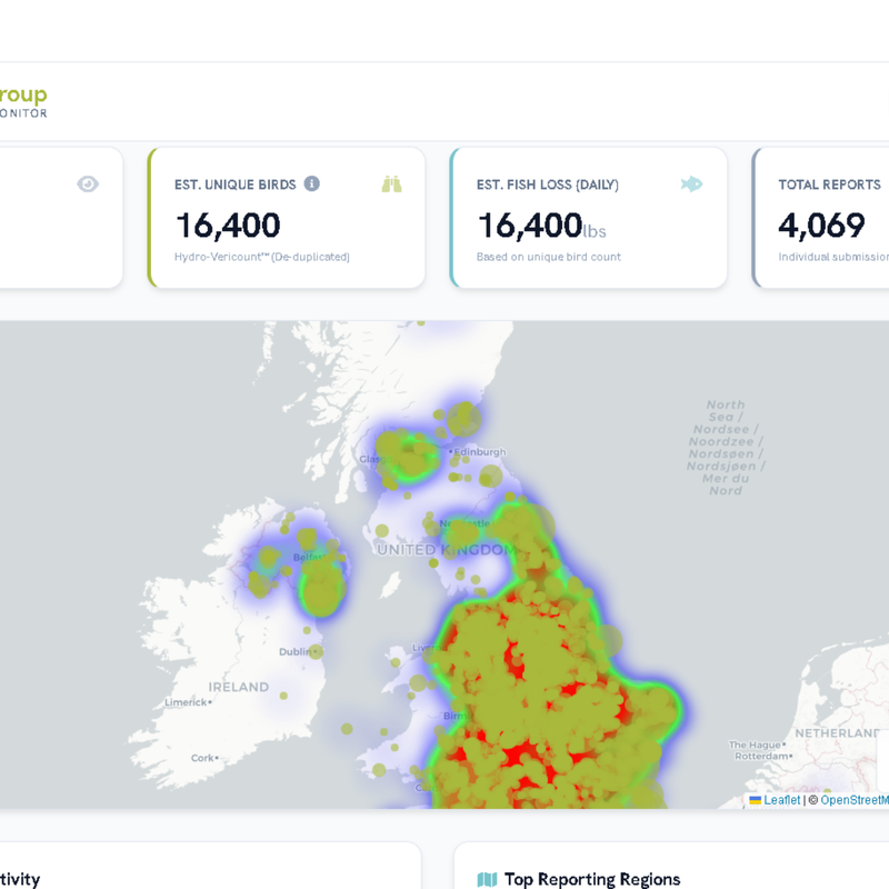 Hydroscape dashboard with national heatmap and Vericount data